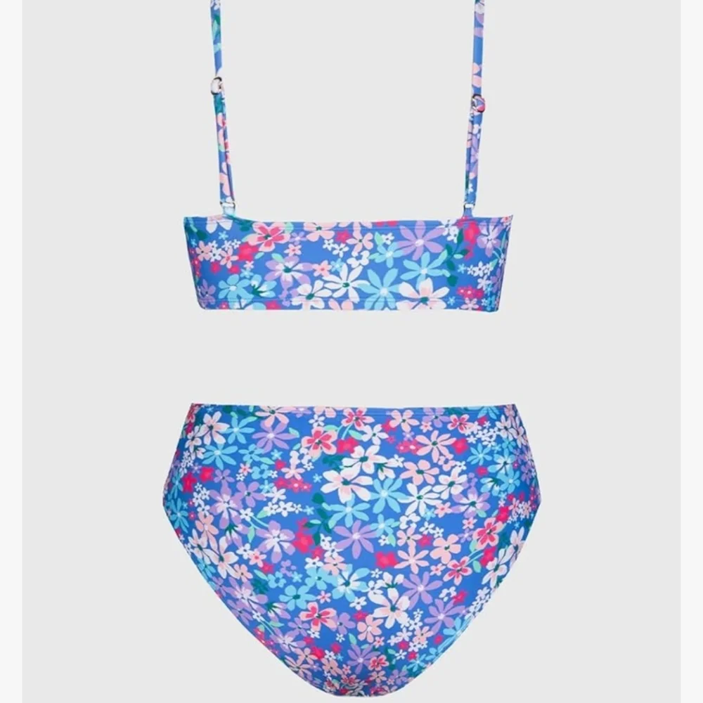 Bikini‎ Swimsuit High Waisted V Neck Twist Front purple sz S